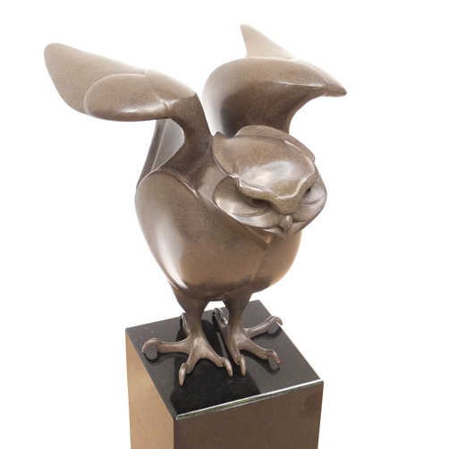 Martin Hogeweg beelden in brons steenuiltje  Art Breda 2014 - Galerie de Beeldenstorm