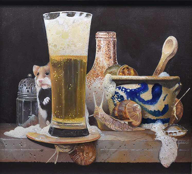 "Bierfeestje" 18 x 20 cm oil on panel - Gabriel Gressie Galerie de Beeldenstorm