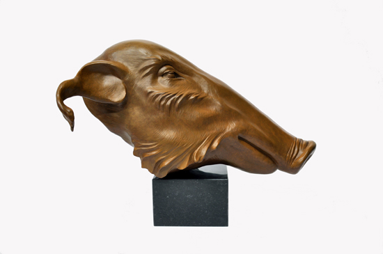 Penseel zwijntje - Renee Marcus Janssen - beeldhouwer - beelden in brons - galerie Beeldenstorm