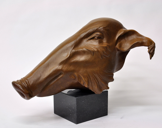 penseel zwijn Renee Marcus Janssen - beeldhouwer - beelden in brons - galerie Beeldenstorm