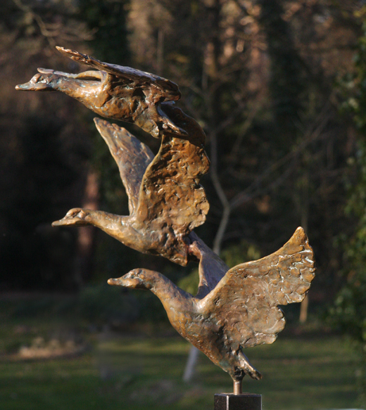 Jonneke kodde - dire vliegende eenden - Beelden in brons- galerie beeldentuin de Beeldenstorm - beeldhouwers schilders