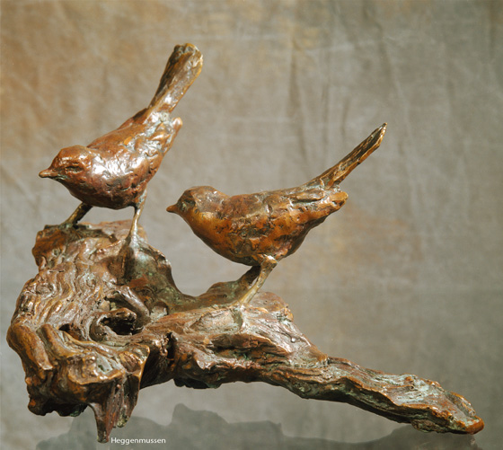Heggemussen beeld in brons Jonneke Kodde - Galerie de Beeldenstorm solo expositie