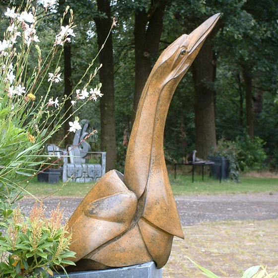 Roerdomp (Botaurus stellaris) - beeld in brons - Martin Hogeweg sculpture in bronze