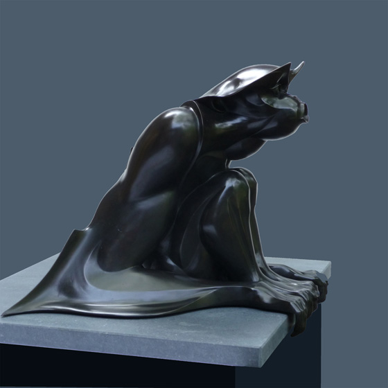 Siamang (Symphalangus syndactylus) - beeld in brons - Martin Hogeweg sculpture in bronze galerie de Beeldenstorm