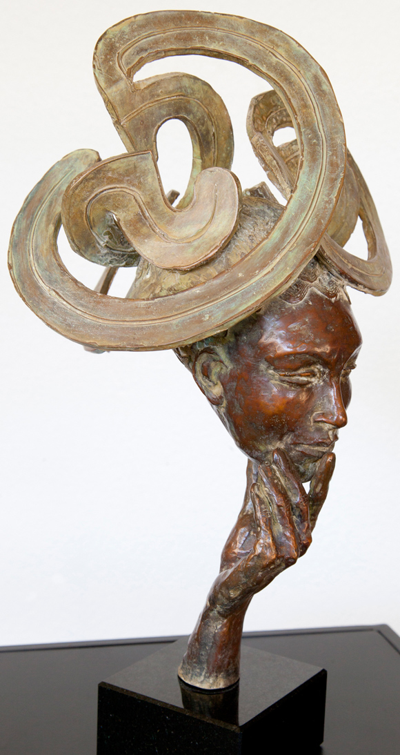 thinking head  | beeld in brons | Unica | Rieke vd Stoep | Euro 4.200