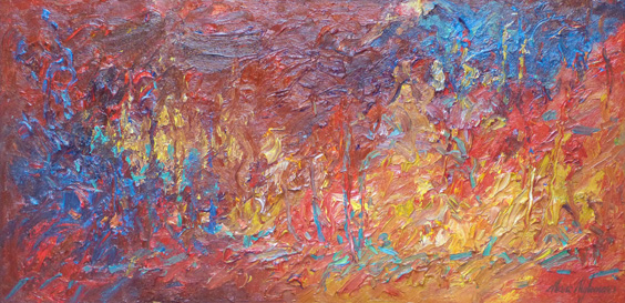 Marc Mylemans olie op doek 50 x 150 - galerie de Beeldenstorm